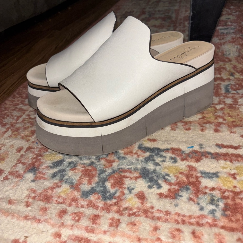 Women's White Platform Slide Sandals